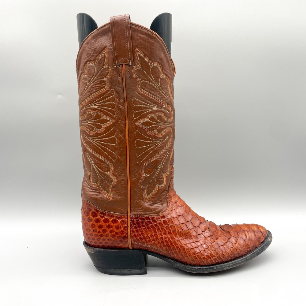 VTG Tony Lama Womens 9.5 B Gold Label Python Western Cowboy Boots Exotic Cowgirl
